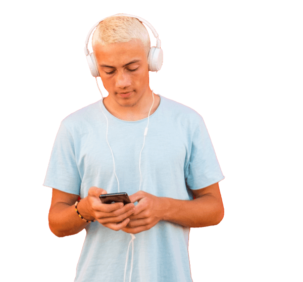 Person looking at his phone