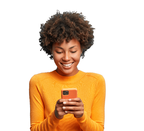 Happy person holding a phone